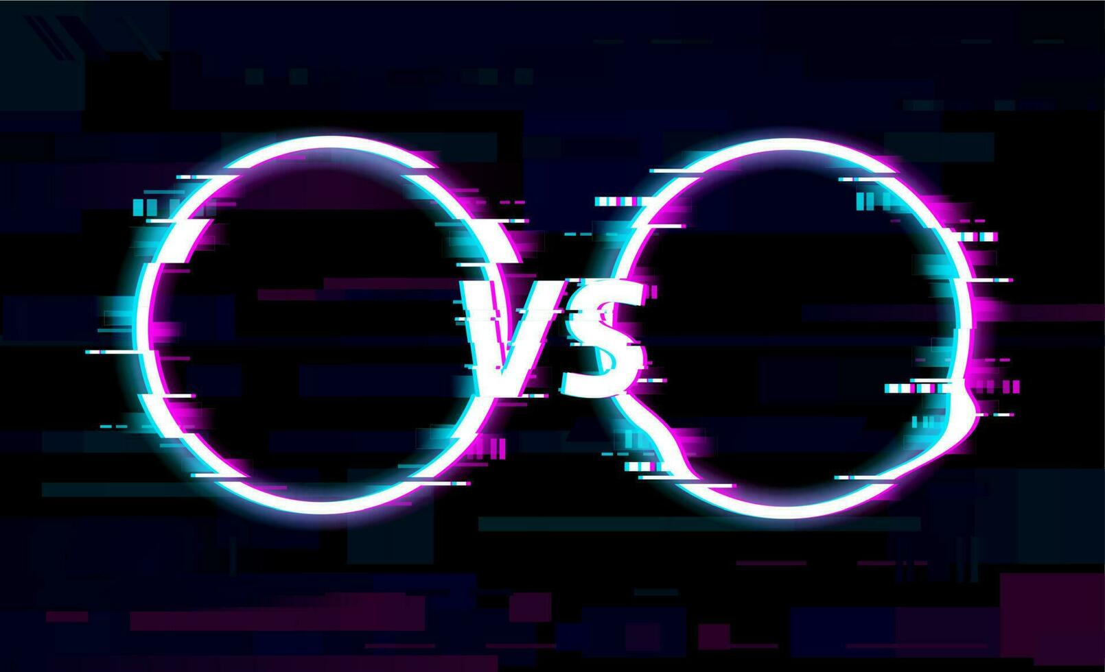 vs versus glitch cirkels, TV digitaal lawaai scherm vector