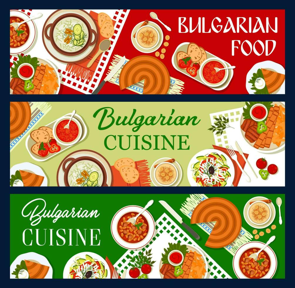 Bulgaars keuken restaurant maaltijden banners vector