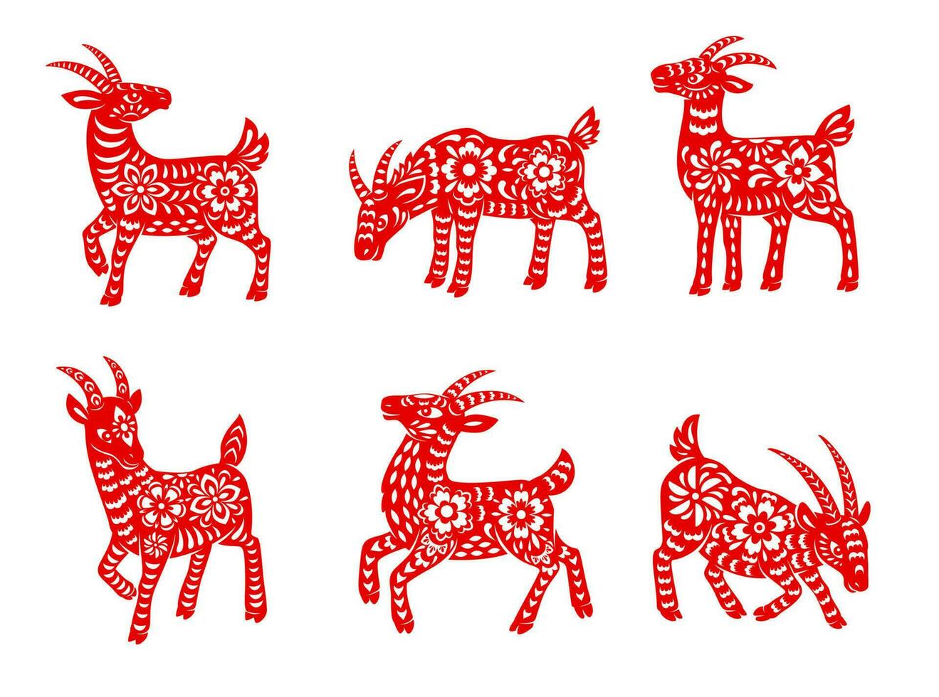 Chinese dierenriem oppas geit dier vector pictogrammen set.