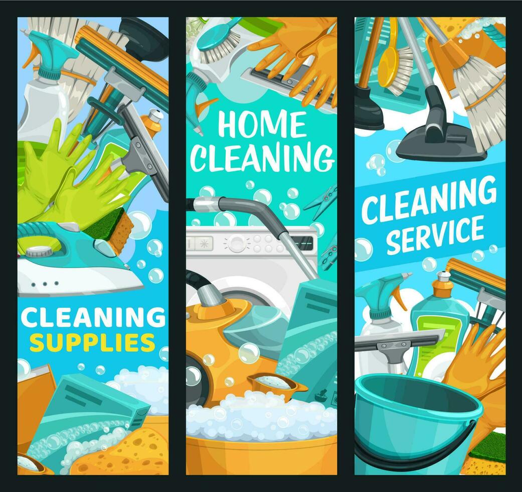 huis schoonmaak onderhoud, huis schoonmakers benodigdheden vector