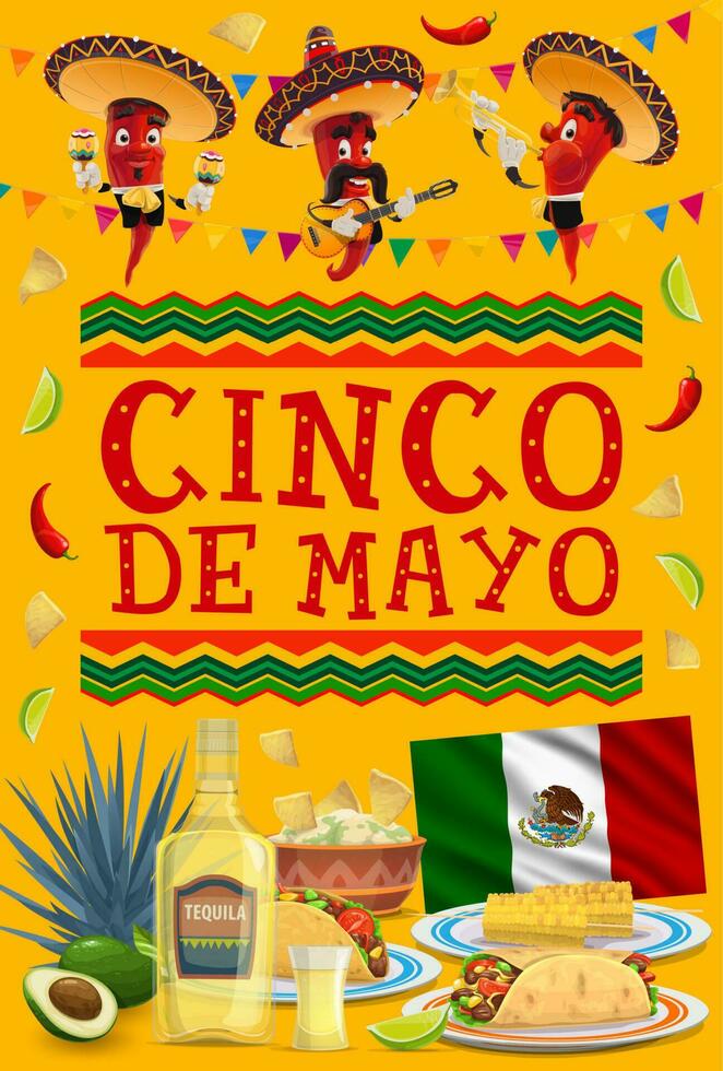 cinco de mayo vector poster, jalapeno Chili peper