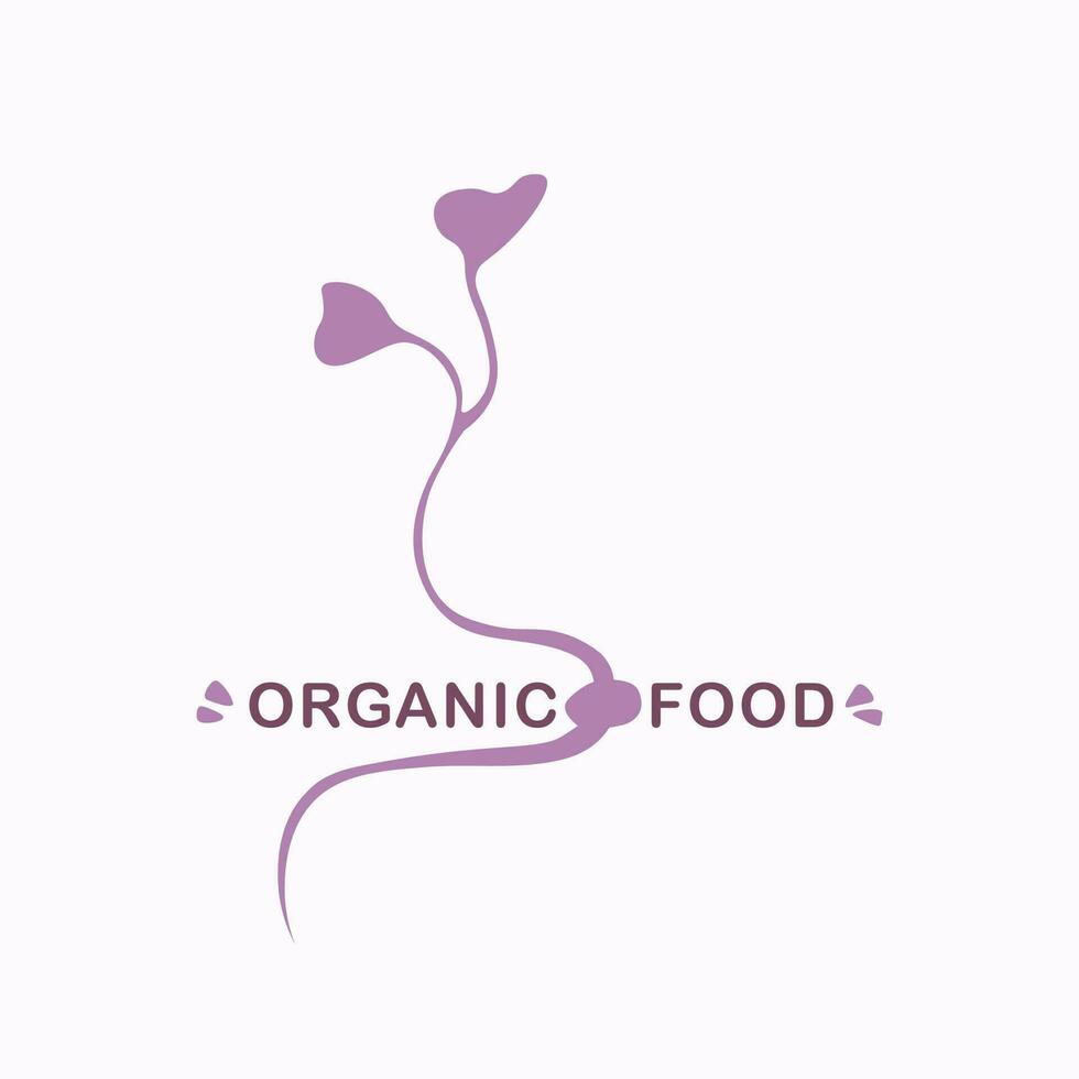 biologisch voedsel. logo voor boerderij producten, microgroenten, waterkers salade. vector geïsoleerd emblemen.