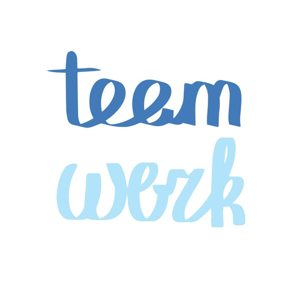 team werk belettering. hand- getrokken zinnen en citaten over werk, kantoor, team, motivatie, ondersteuning en doelen. perfect voor sociaal media, web, typografisch ontwerp. vector illustratie.