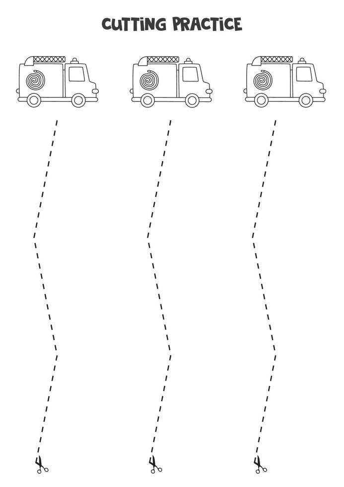 knipoefening voor kinderen met brandweerwagens vector