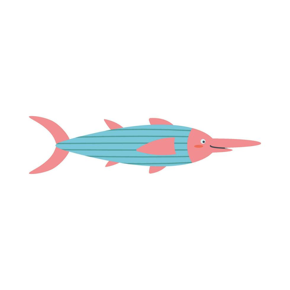 zwaardvis, zee dier. een inwoner van de zee wereld, een schattig onderwater- schepsel. vector
