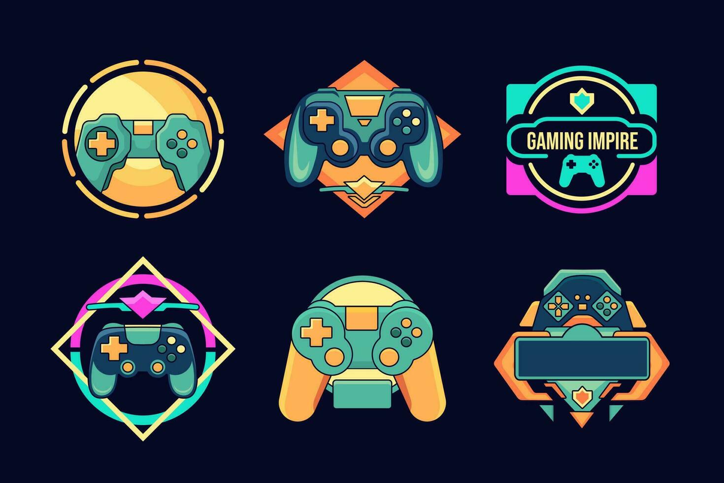 spel logo ontwerp. video spel emblemen set. bedieningshendel gamer logo vector