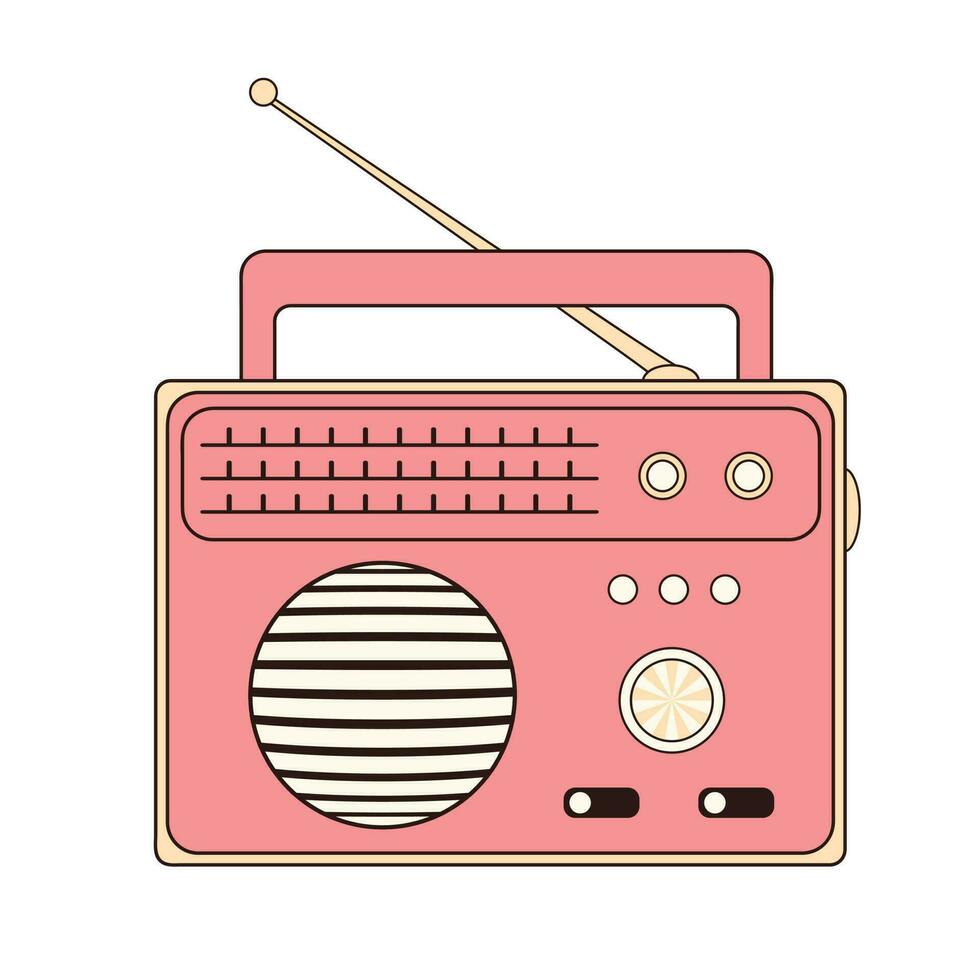 retro radio ontvanger. wijnoogst radio muziek- oud apparaat. vector illustratie geïsoleerd Aan wit achtergrond.