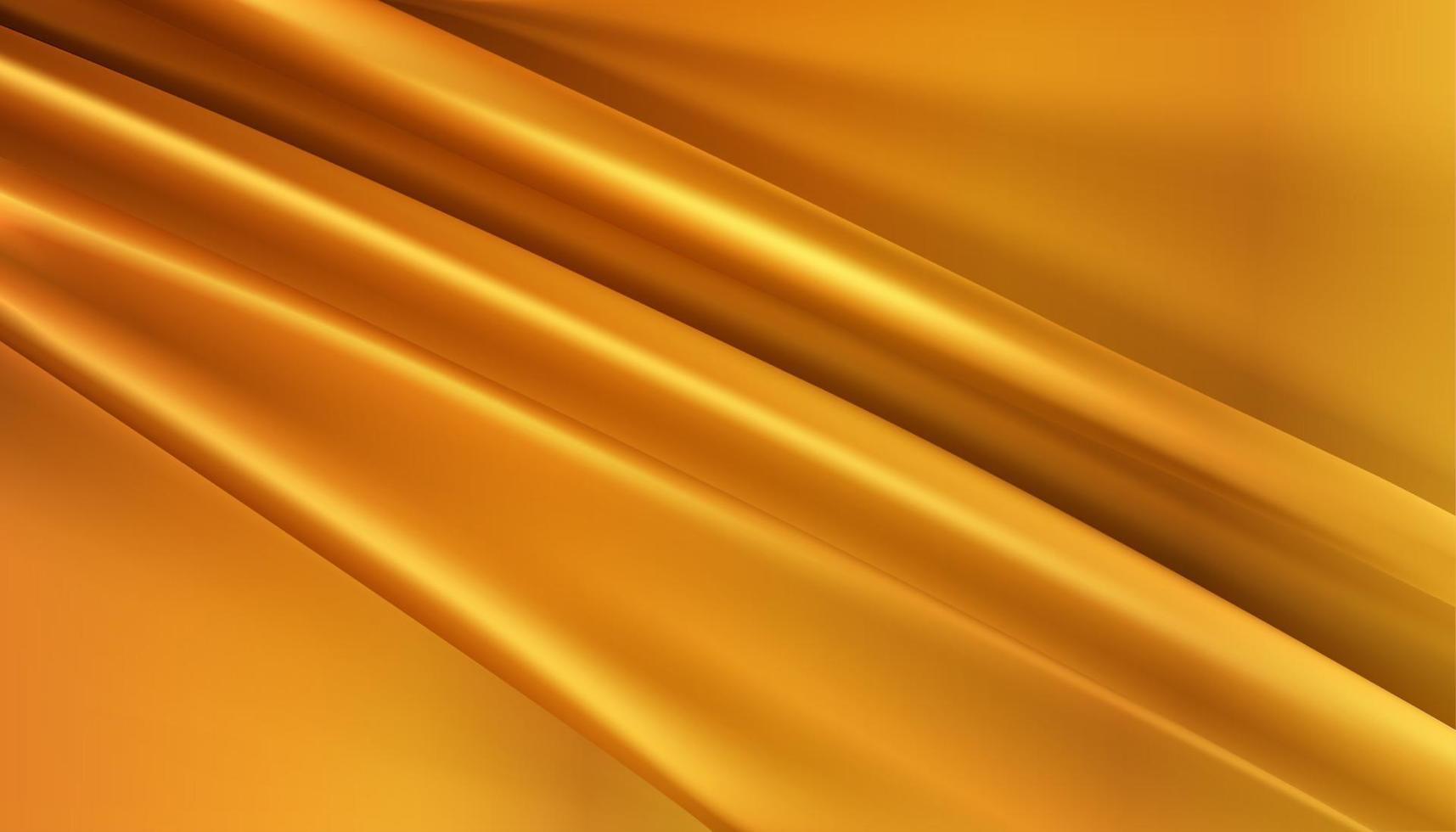 metalic goud zijdeachtige stof abstracte achtergrond 3d illustratie realistisch gewerveld textiel vector