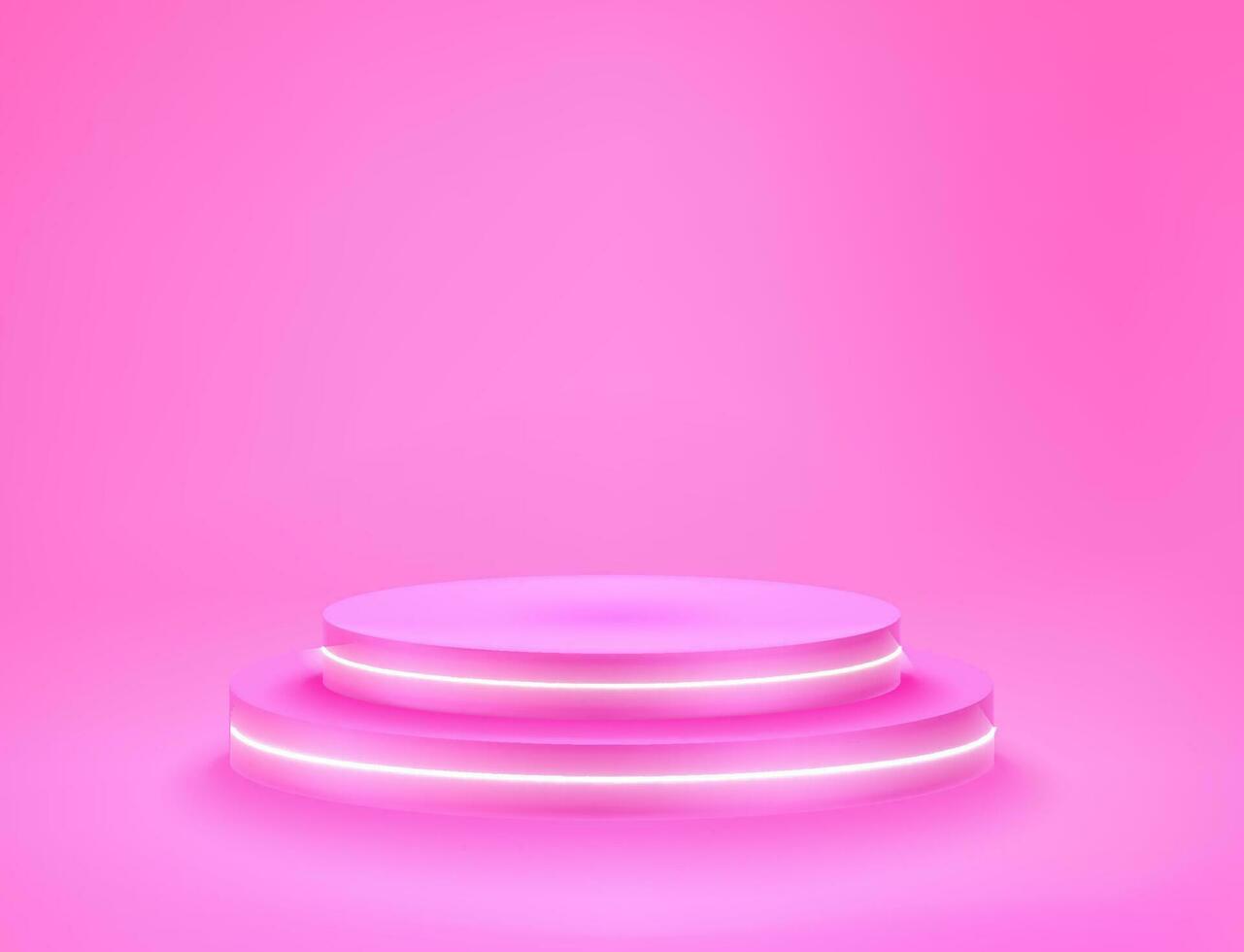 leeg roze neon podium. vector 3d mockup voor Product ontwerp