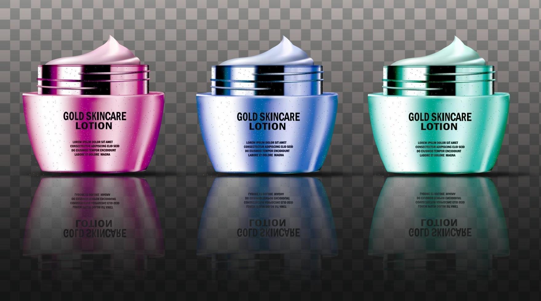 verzameling van kleurrijke luxe gezichtscrème containers mock-up vector