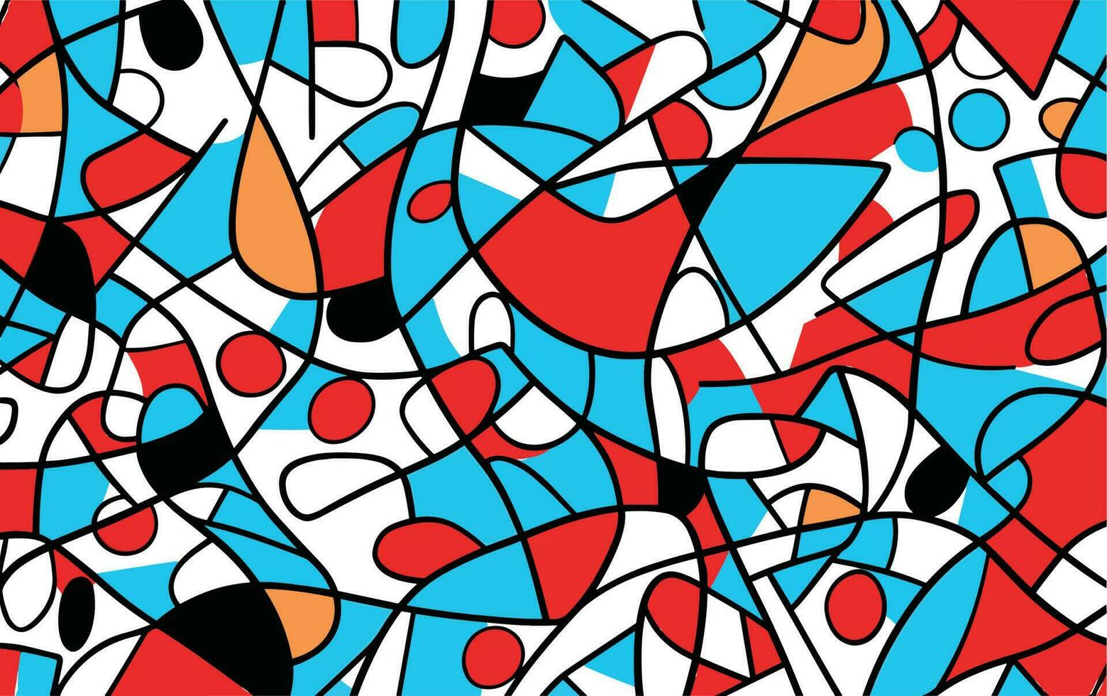 abstract meetkundig vector lijn patroon, in de stijl van stoutmoedig lijnen, dynamisch kleuren, simplistisch ontwerpen, stoutmoedig en levendig primair kleuren, Memphis ontwerp, licht azuur en rood, uhd afbeelding,