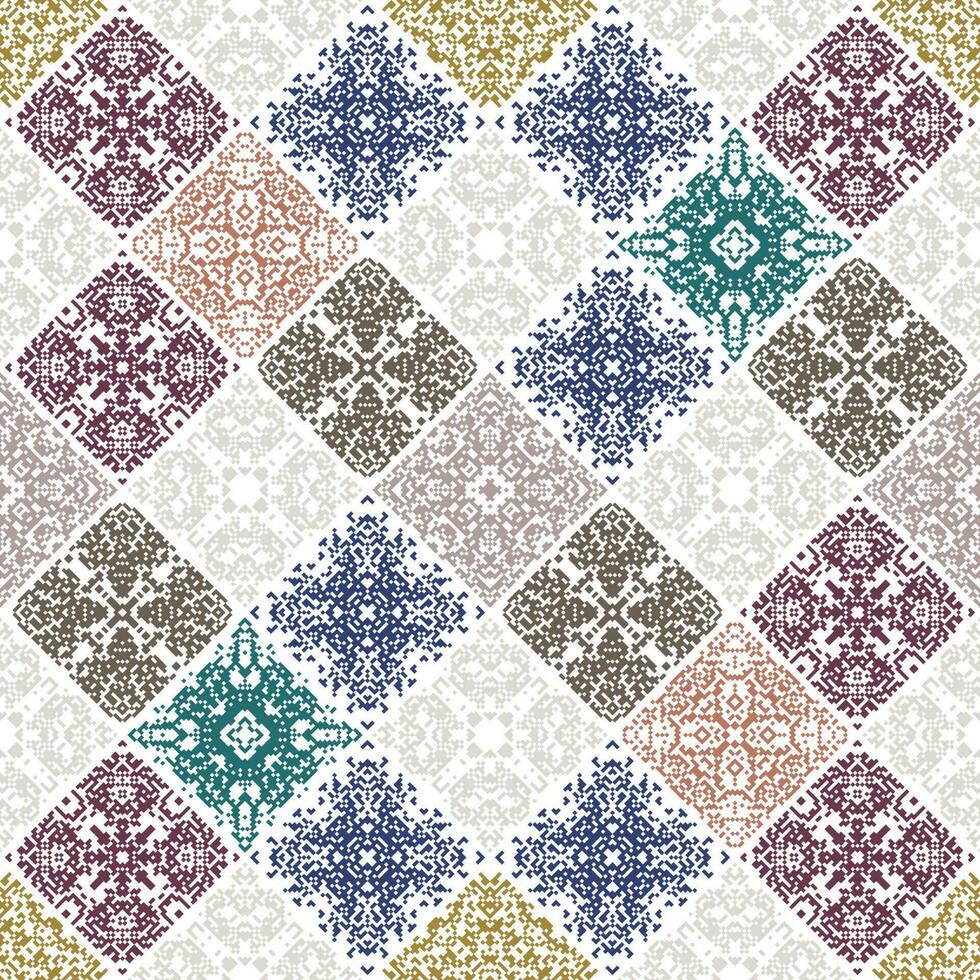 Islamitisch decoratief achtergrond gemaakt van klein vierkanten. de rijk decoratie van abstract patronen voor bouw van kleding stof of papier. vector