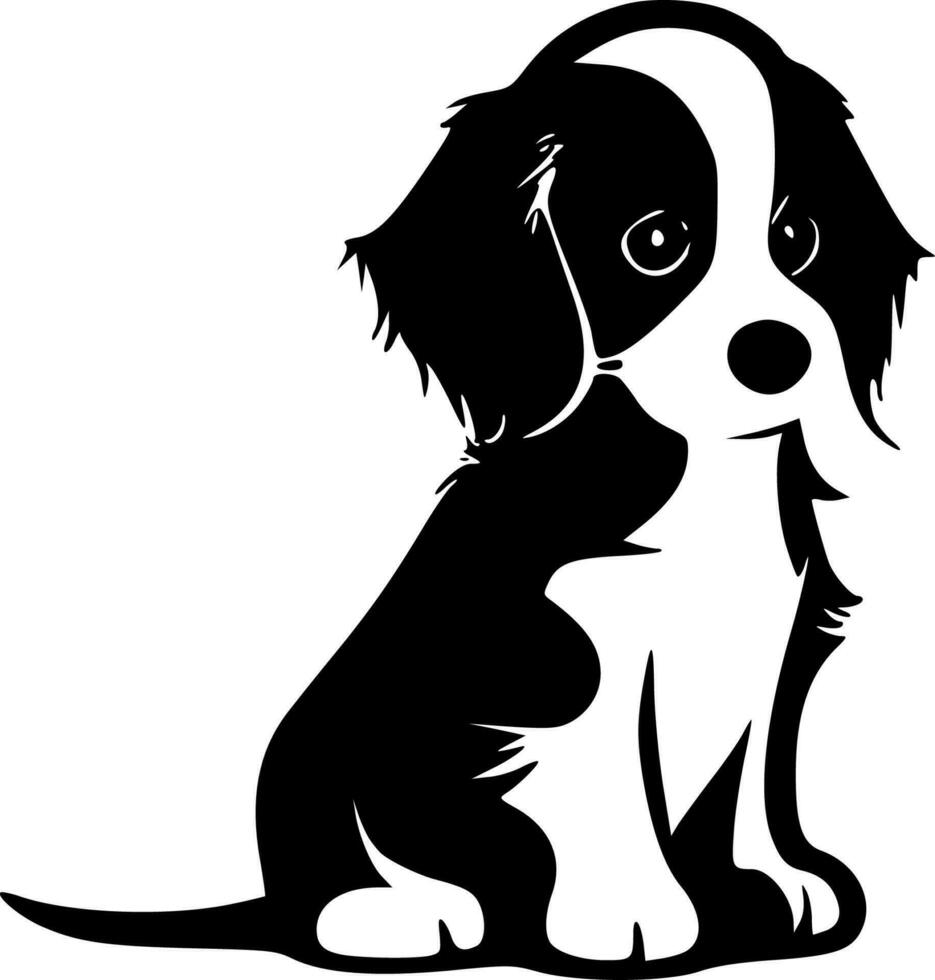 puppy - zwart en wit geïsoleerd icoon - vector illustratie