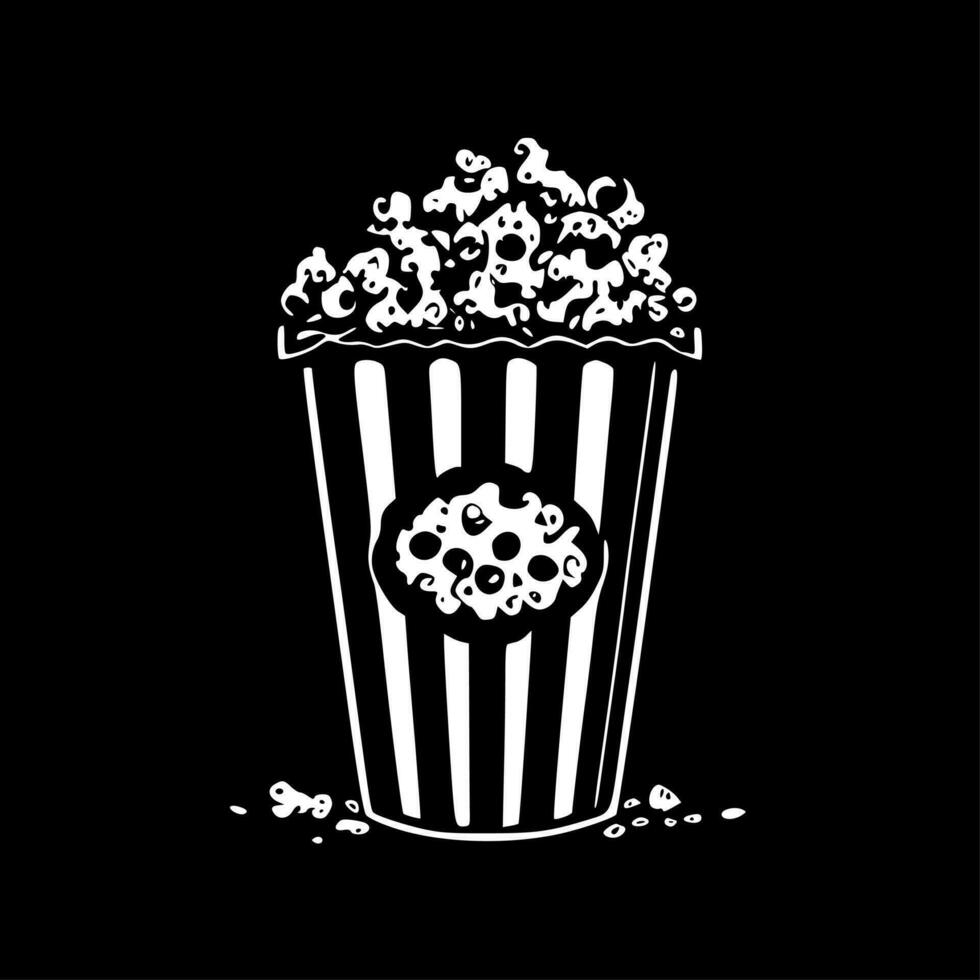 popcorn - zwart en wit geïsoleerd icoon - vector illustratie