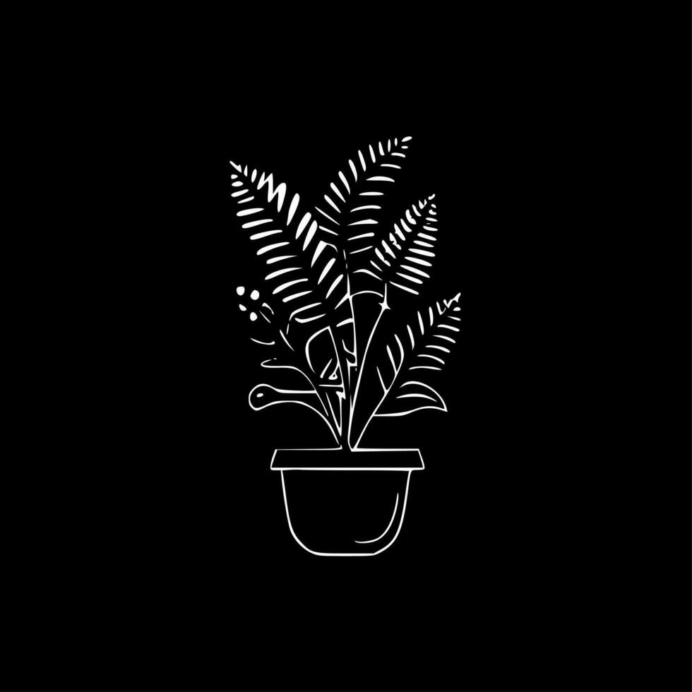 planten - zwart en wit geïsoleerd icoon - vector illustratie