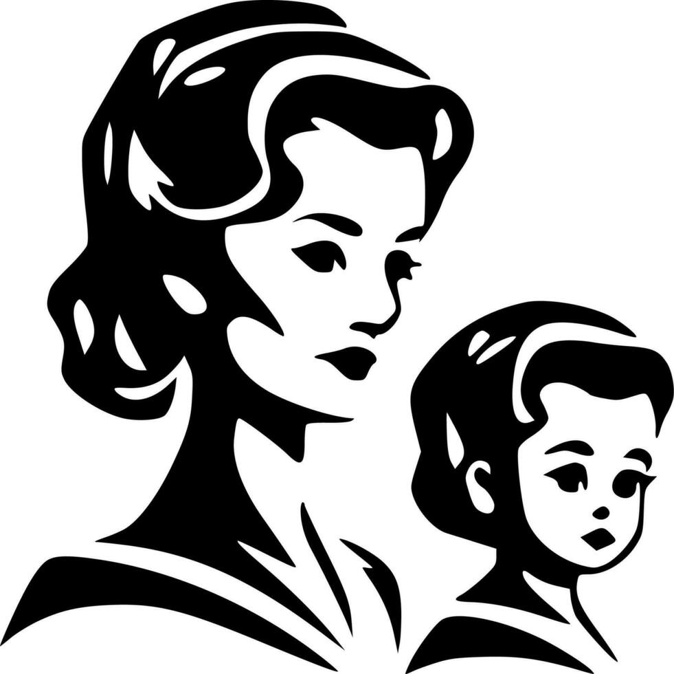 moeder, minimalistische en gemakkelijk silhouet - vector illustratie