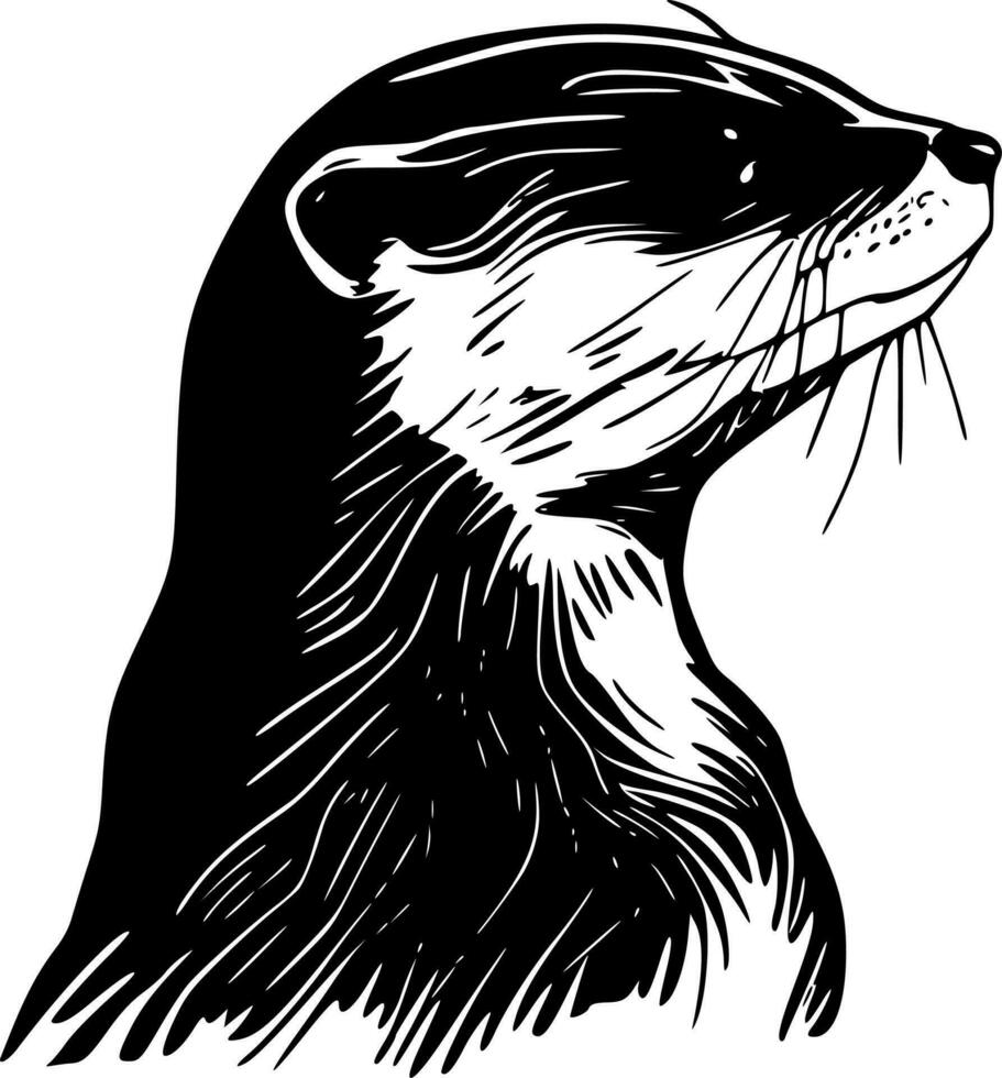 Otter - zwart en wit geïsoleerd icoon - vector illustratie