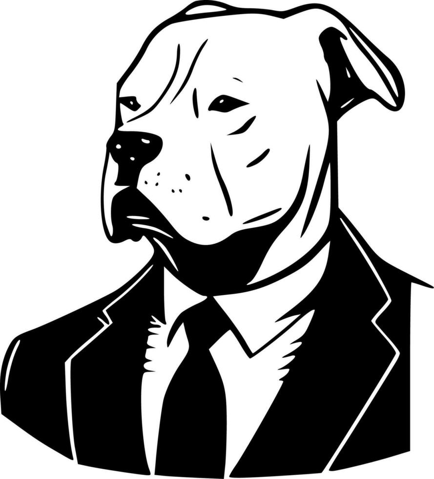 pitbull - zwart en wit geïsoleerd icoon - vector illustratie