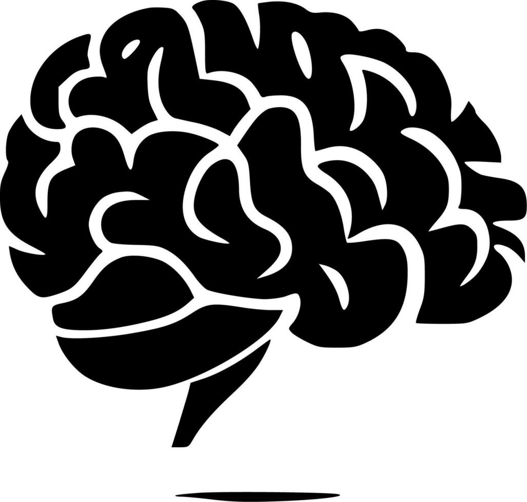 hersenen - zwart en wit geïsoleerd icoon - vector illustratie