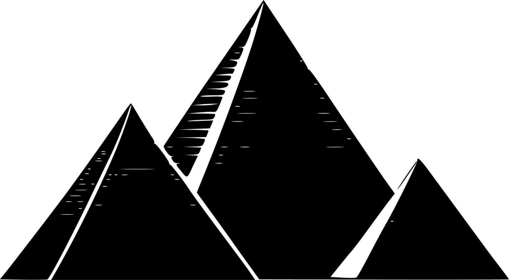 piramides - zwart en wit geïsoleerd icoon - vector illustratie