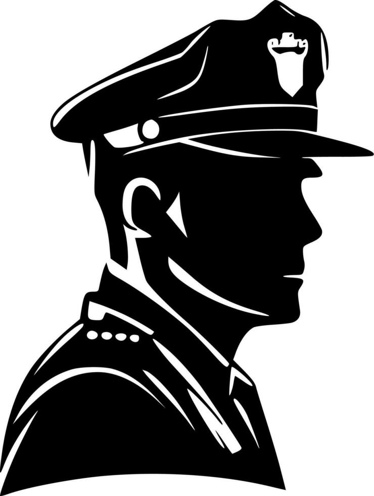 Politie - zwart en wit geïsoleerd icoon - vector illustratie