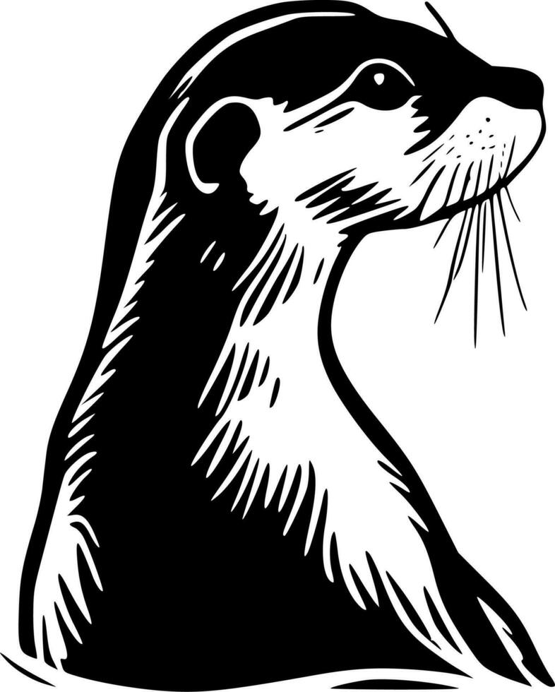 Otter, zwart en wit vector illustratie