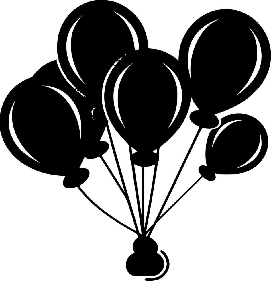 ballonnen, zwart en wit vector illustratie
