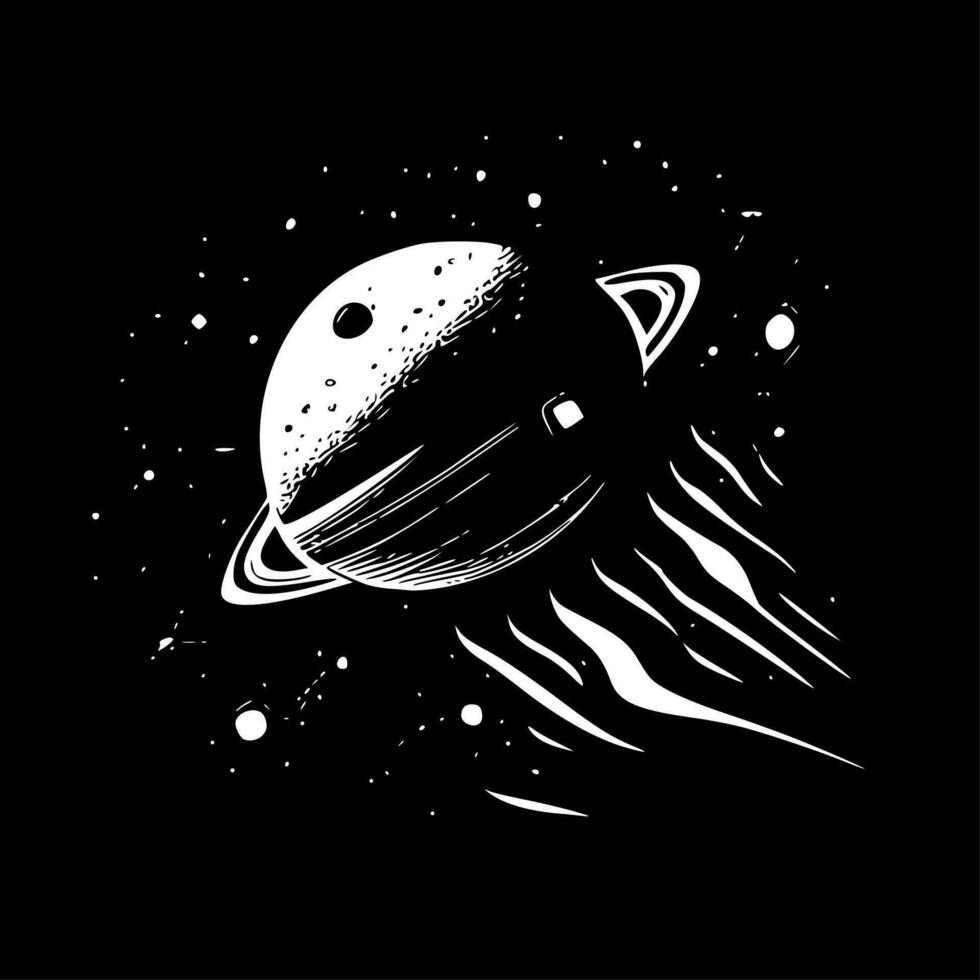 ruimte - zwart en wit geïsoleerd icoon - vector illustratie