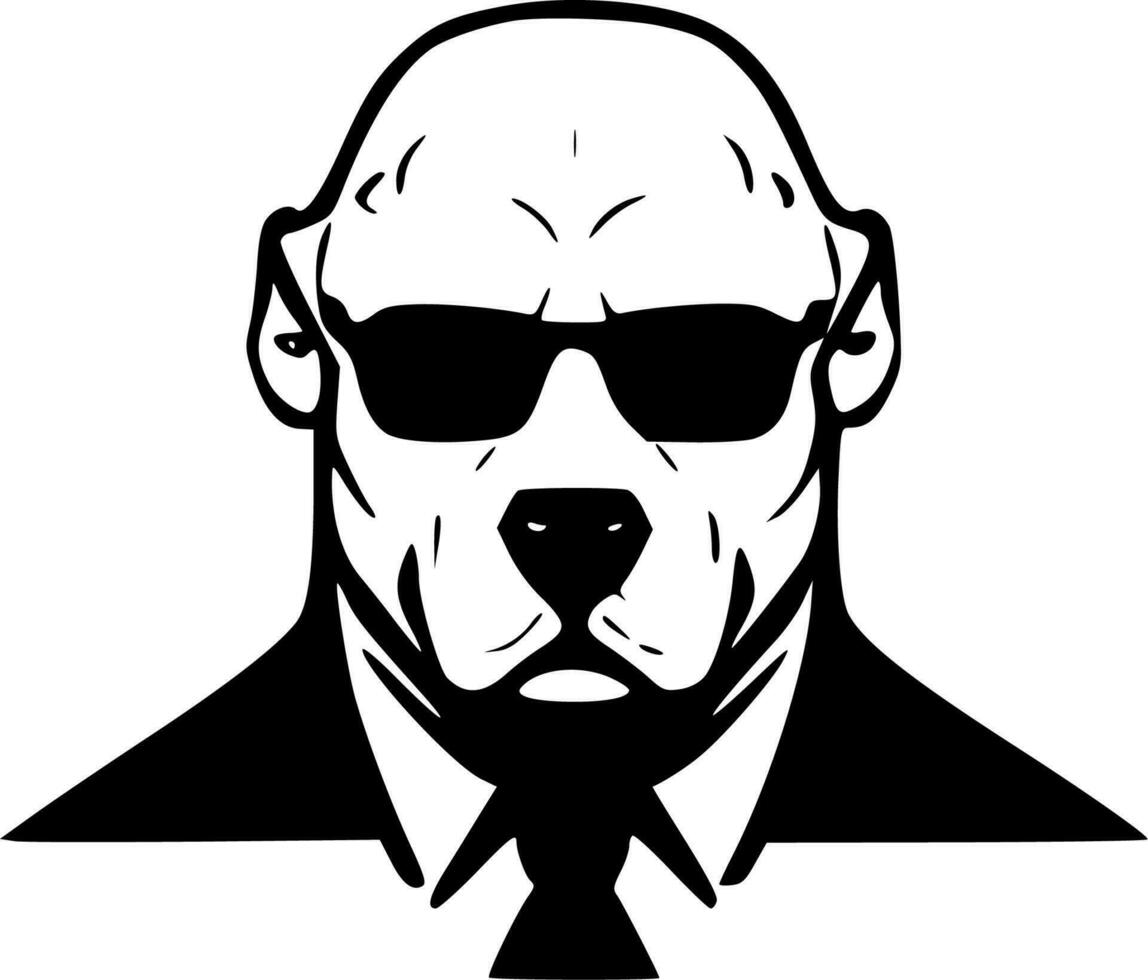pitbull - zwart en wit geïsoleerd icoon - vector illustratie