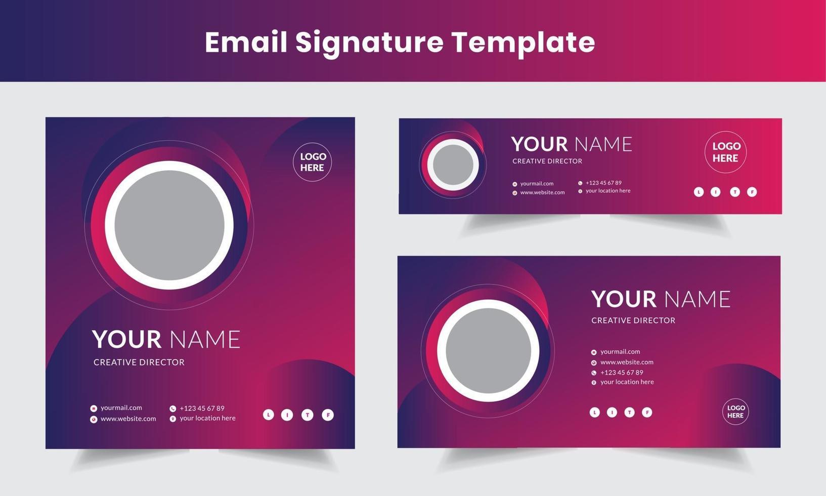 zakelijke e-mailhandtekening ontwerpsjabloon mail layout set vector