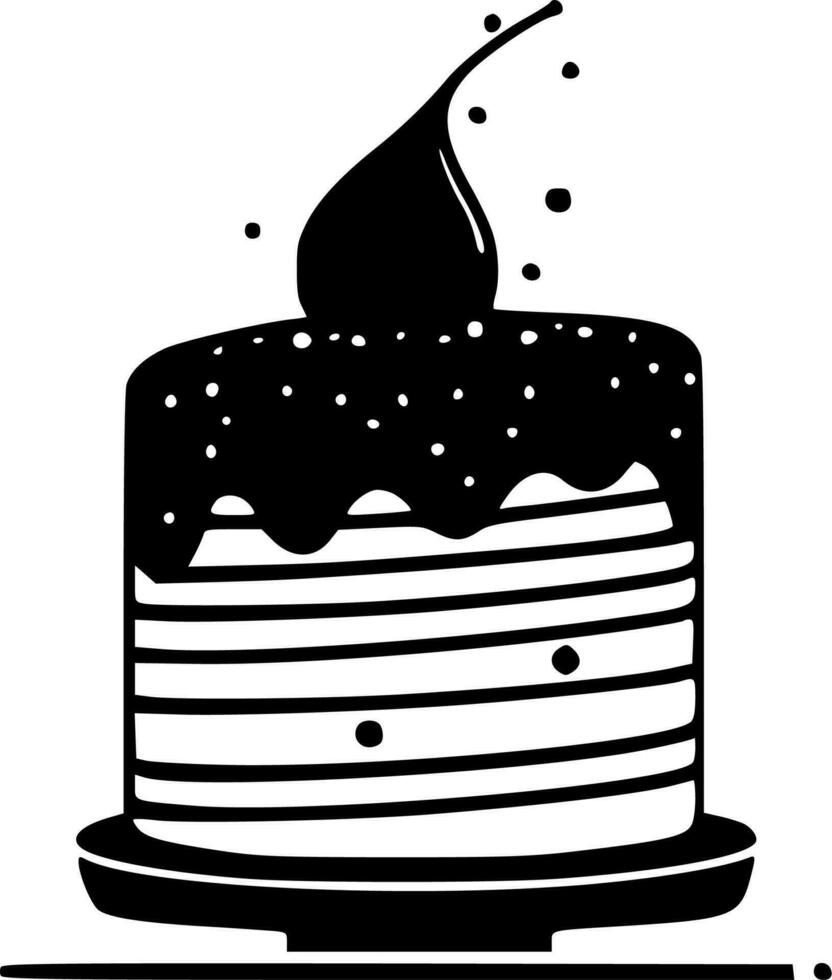 verjaardag taart - zwart en wit geïsoleerd icoon - vector illustratie