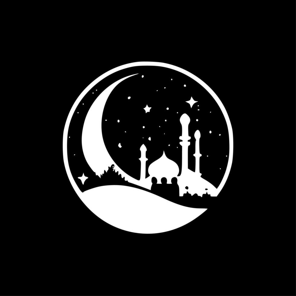 Ramadan, minimalistische en gemakkelijk silhouet - vector illustratie