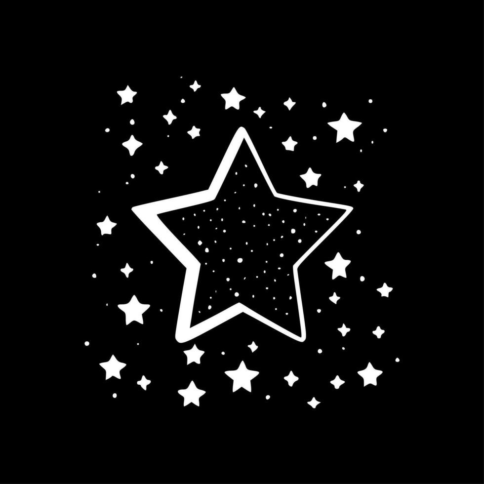 sterren - zwart en wit geïsoleerd icoon - vector illustratie
