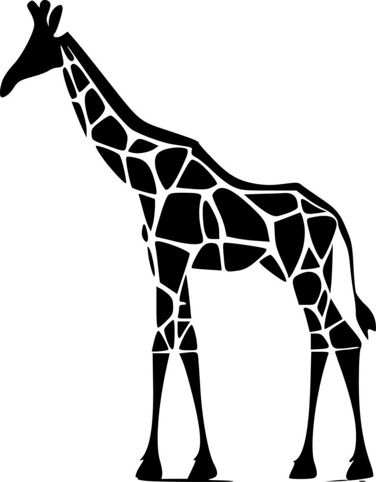 giraffe, zwart en wit vector illustratie