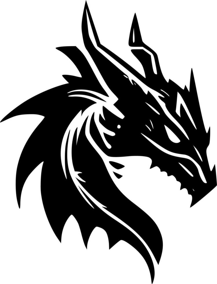 draken - zwart en wit geïsoleerd icoon - vector illustratie