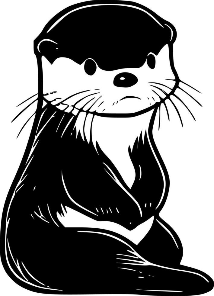 Otter, zwart en wit vector illustratie