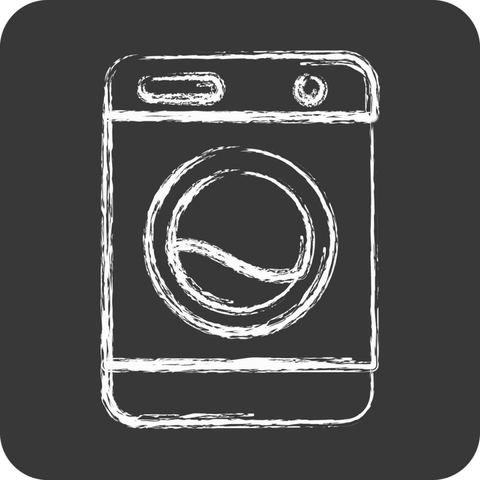 icoon wasmachine. geschikt voor kinderen symbool. krijt stijl. gemakkelijk ontwerp bewerkbaar. ontwerp sjabloon vector