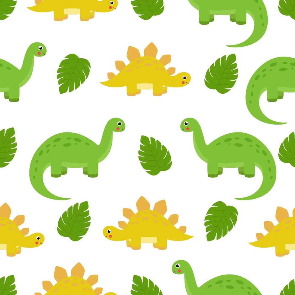 naadloze patroon met schattige cartoon dinosaurussen vector