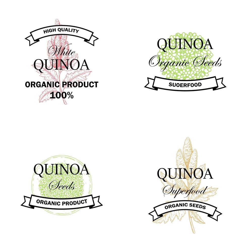 set van quinoa vintage logo vector