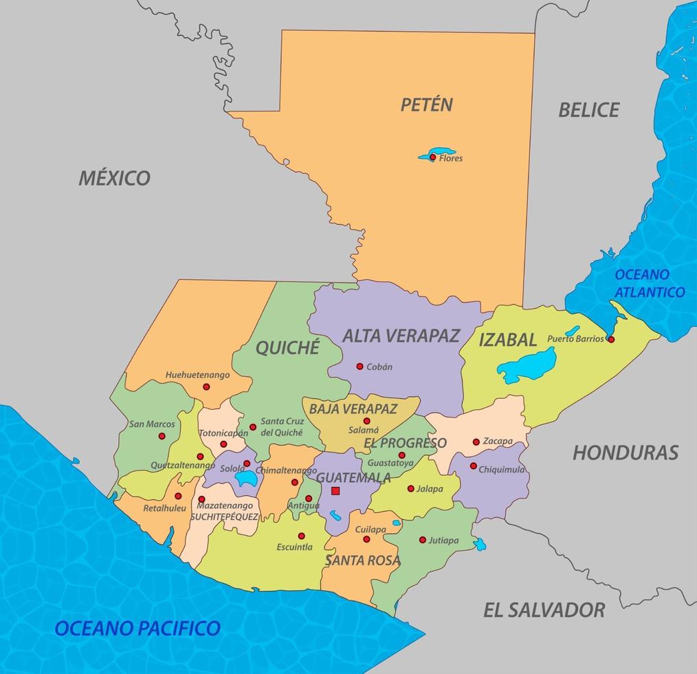 guatemala kaart met staten vector