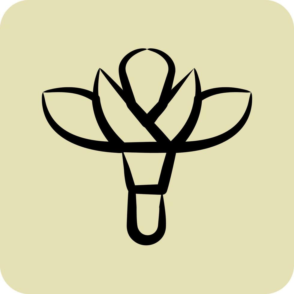 icoon bloem 2. verwant naar flora symbool. hand- getrokken stijl. gemakkelijk illustratie. fabriek. eik. blad. roos vector