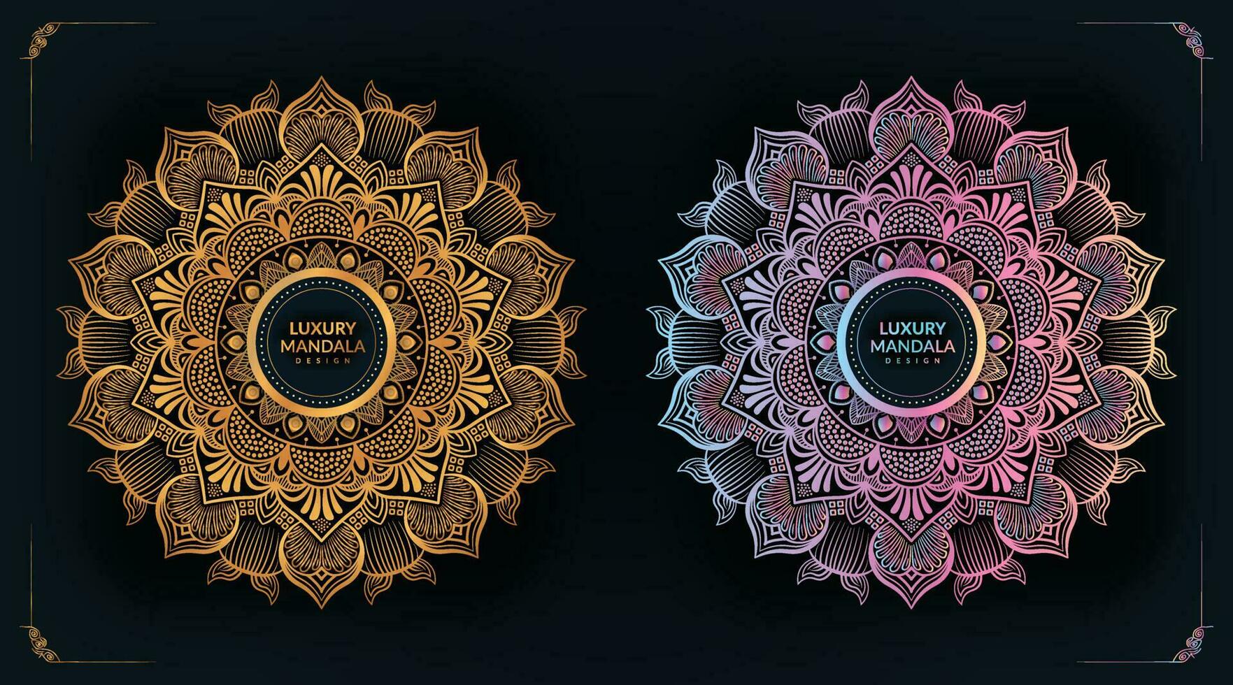 vector luxe meetkundig gouden en Purper mandala ontwerp