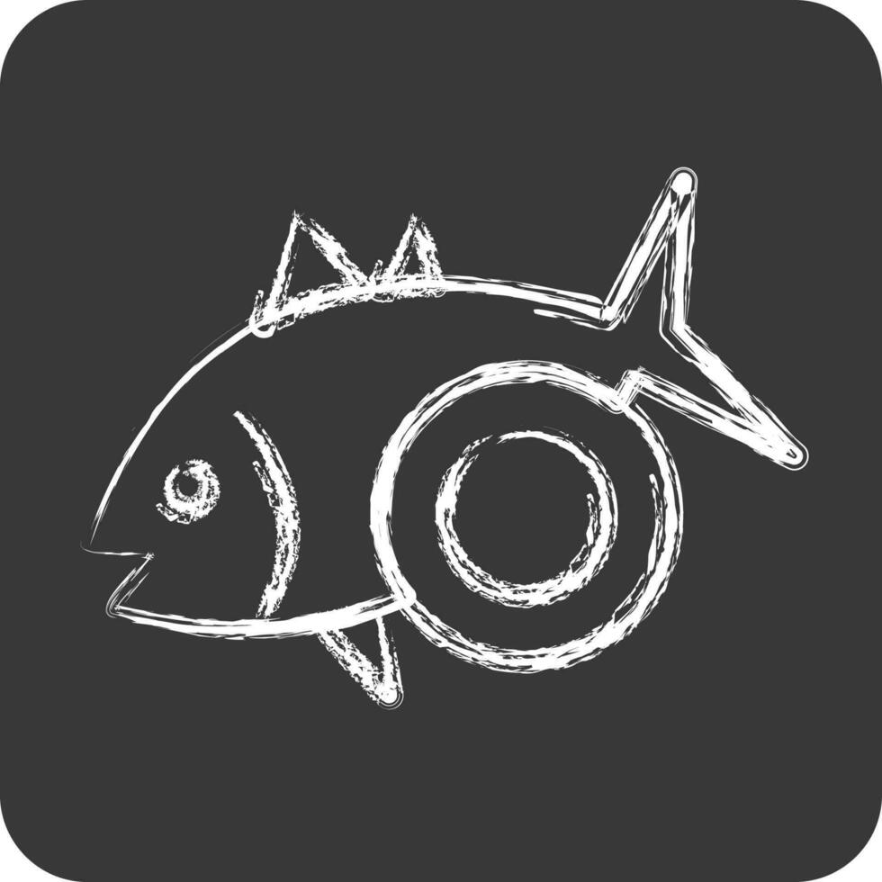 icoon gebakken vis. geschikt voor zeevruchten symbool. krijt stijl. gemakkelijk ontwerp bewerkbaar. ontwerp sjabloon vector