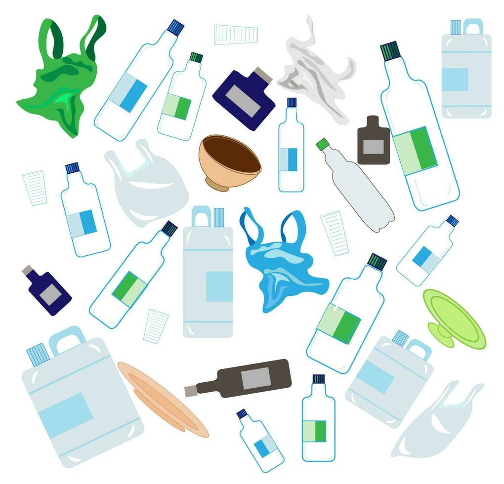 verspilling recyclen. verzameling met types van recyclebaar milieuvriendelijk milieu vector illustratie.