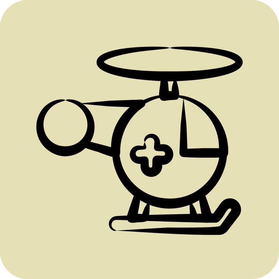 icoon helikopter. geschikt voor onderwijs symbool. hand- getrokken stijl. gemakkelijk ontwerp bewerkbaar. ontwerp sjabloon vector