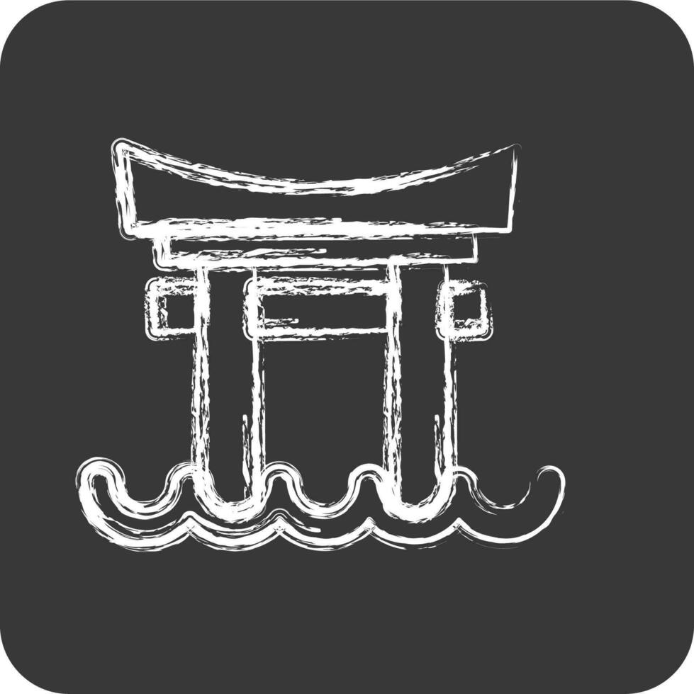 icoon torii poort. geschikt voor Japans symbool. krijt stijl. gemakkelijk ontwerp bewerkbaar. ontwerp sjabloon vector