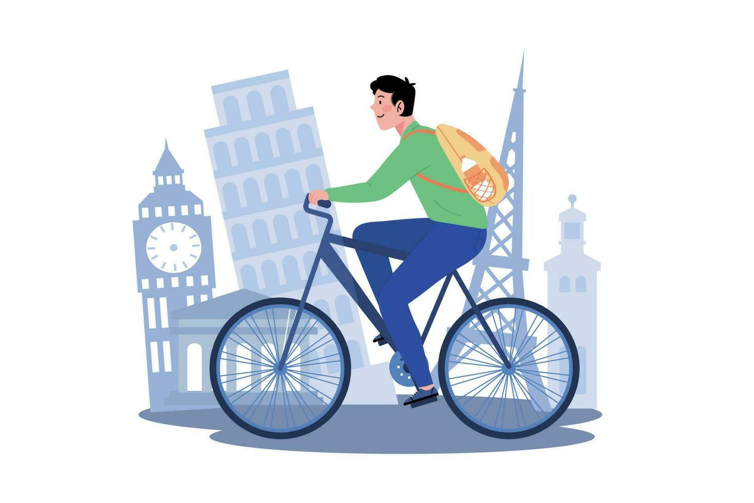 een Mens huren een fiets naar onderzoeken de stad vector