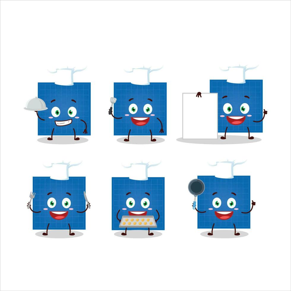 tekenfilm karakter van blauwdruk papier met divers chef emoticons vector
