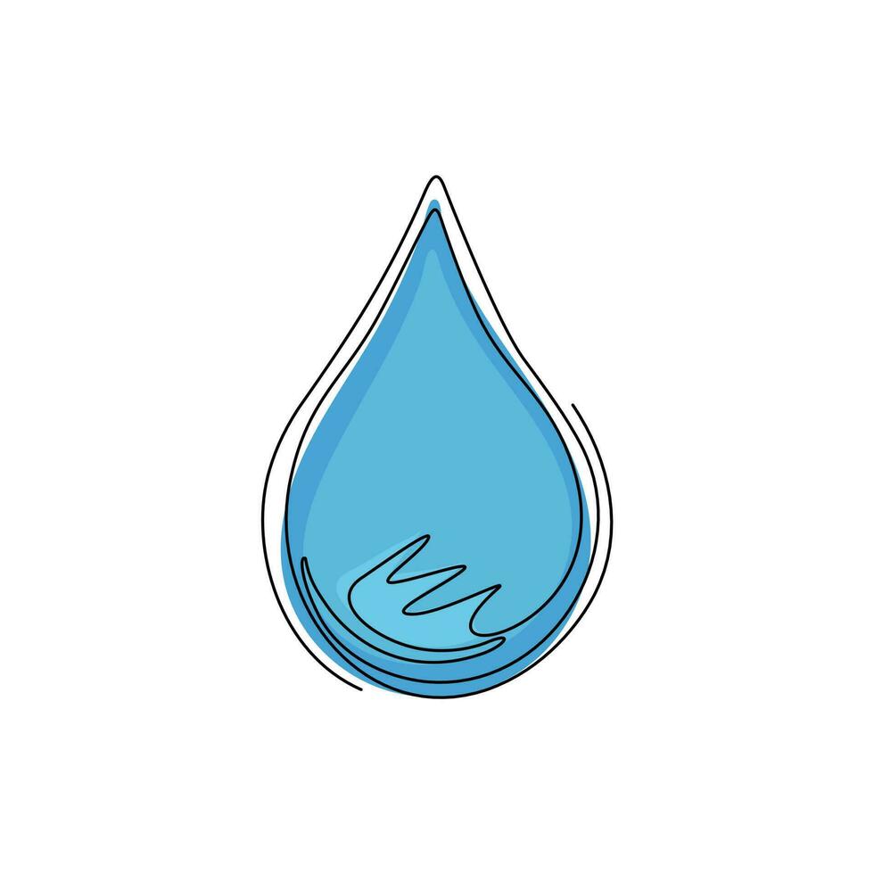 enkele een lijntekening waterdruppel stripfiguur voor wereld water dag banner concept. waterdruppel geïsoleerd plat pictogram banner poster. moderne doorlopende lijn tekenen ontwerp grafische vectorillustratie vector