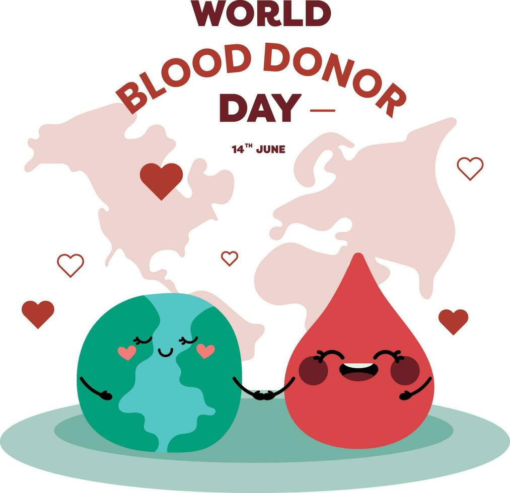 vlak ontwerp vector schattig wereld bloed schenker dag 14 juni